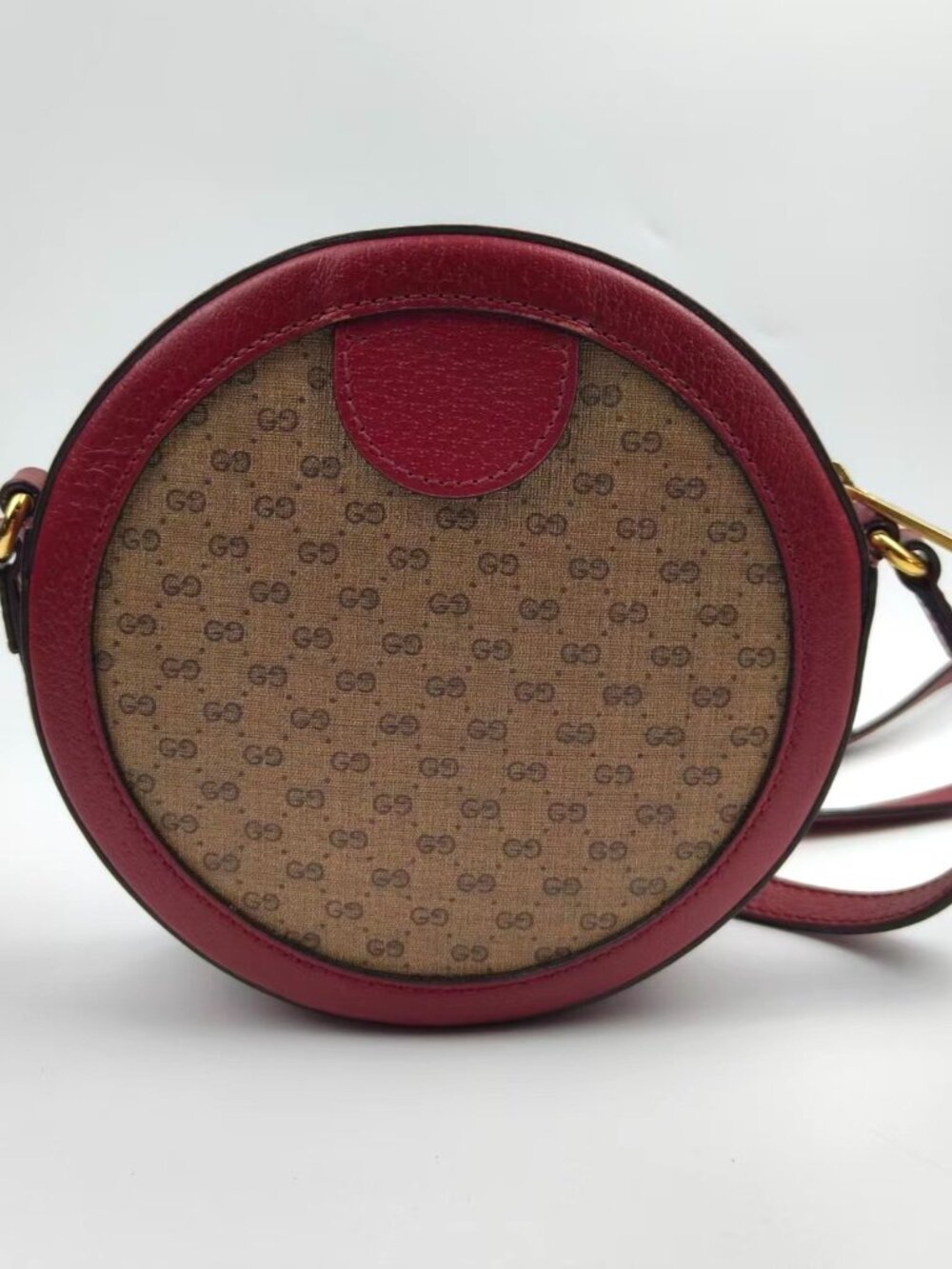 Pre-owned Gucci Doraemon X Ophidia Micro GG Supreme Round Crossbody Bag Burgundy - Picture 2 of 16